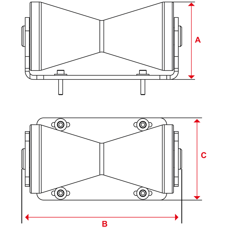 Tender support with fixed roller slider 3512/30/31
